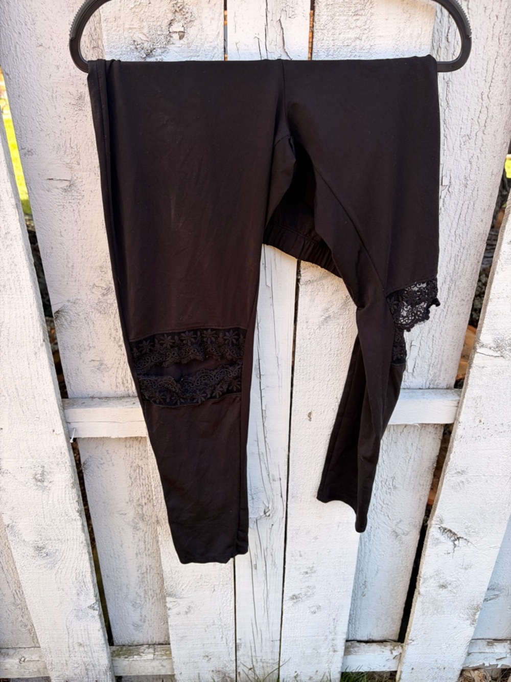 Black Lace Inset Leggings